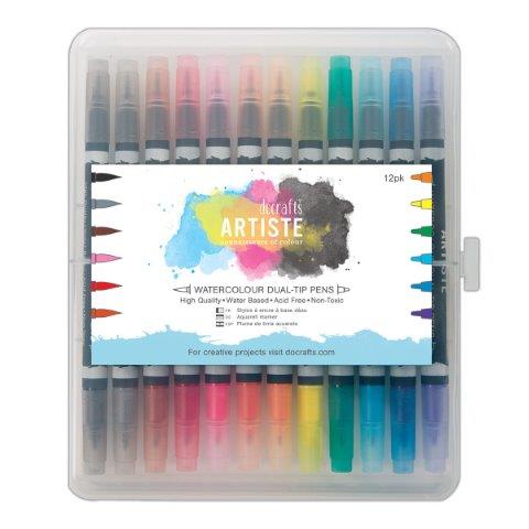 DDOA851303 - Artiste Dual Tip Pens - Brush & Marker (12 Pack) - Watercolour
